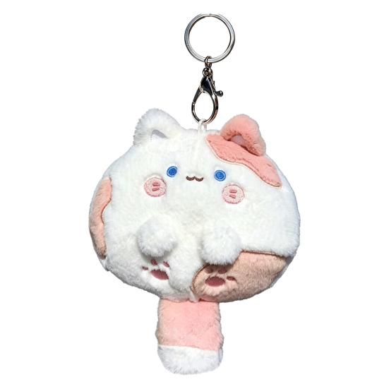 

Squeaky Cat Plush Keychain with Wagging Tail Soft Stuffed Kitten Pendant for Bags Backpacks Adorable Phone Charm Stress Relief Toy розовый