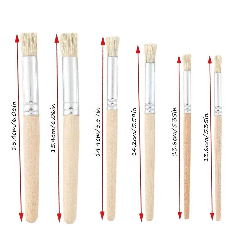 6pcs Stencil Paint Brushes Set Bristle Hair Wooden Handle Perfect For DIY Crafts Watercolor Oil And Acrylic Painting