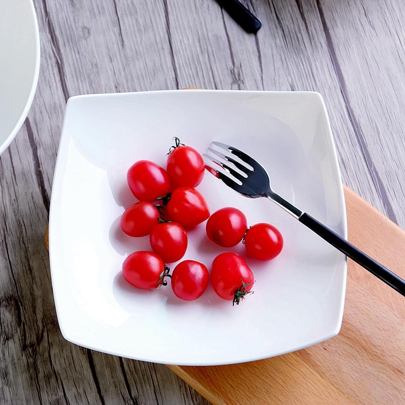 Pure White Porcelain Soup Plate Dish Hotel Cutlery Fruit Salad Bowl Family Dessert Ceramic Cutlery Serving Bowl