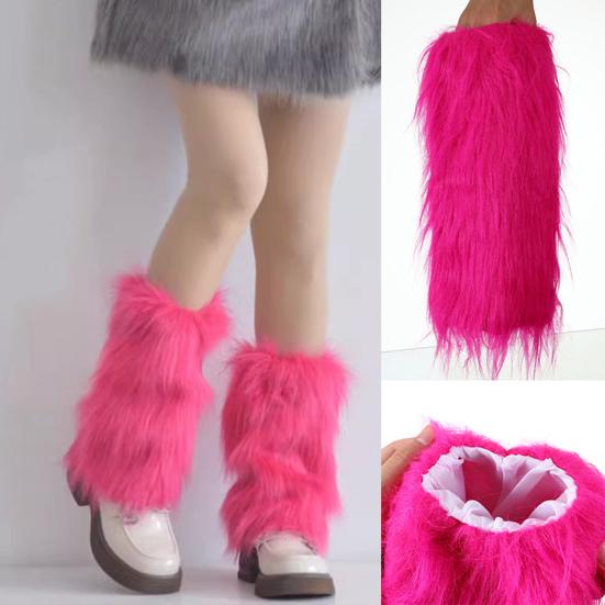 Faux Fur Leg Warmers Women Solid Color Fuzzy Long Boot Covers Fluffy Shaggy Leg Warmers for Christmas Costume Nightclub Street Wear
