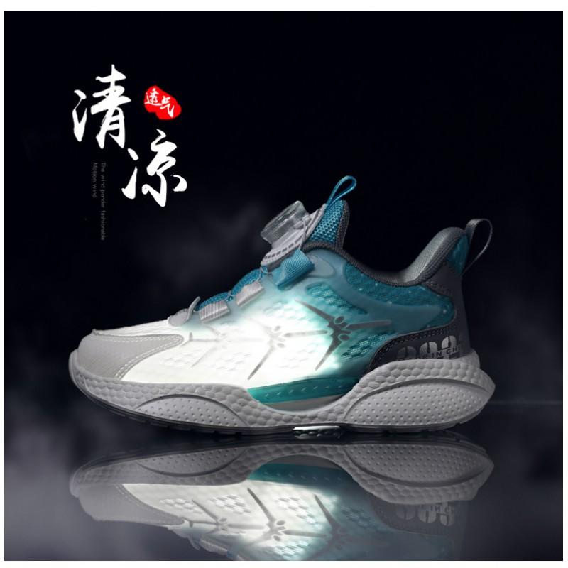 Youth Style Shoes Girls Running Shoes With Rotating Buckle Breathable Mesh Lightweight Athletic Sneakers Kids Outdoor Indoor Use
