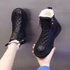 Black Round Toe Waterproof Ladies Shoes Flat Leather Women'S Snow Boots Y2K Winter Furry  Novelty Booties On Promotion