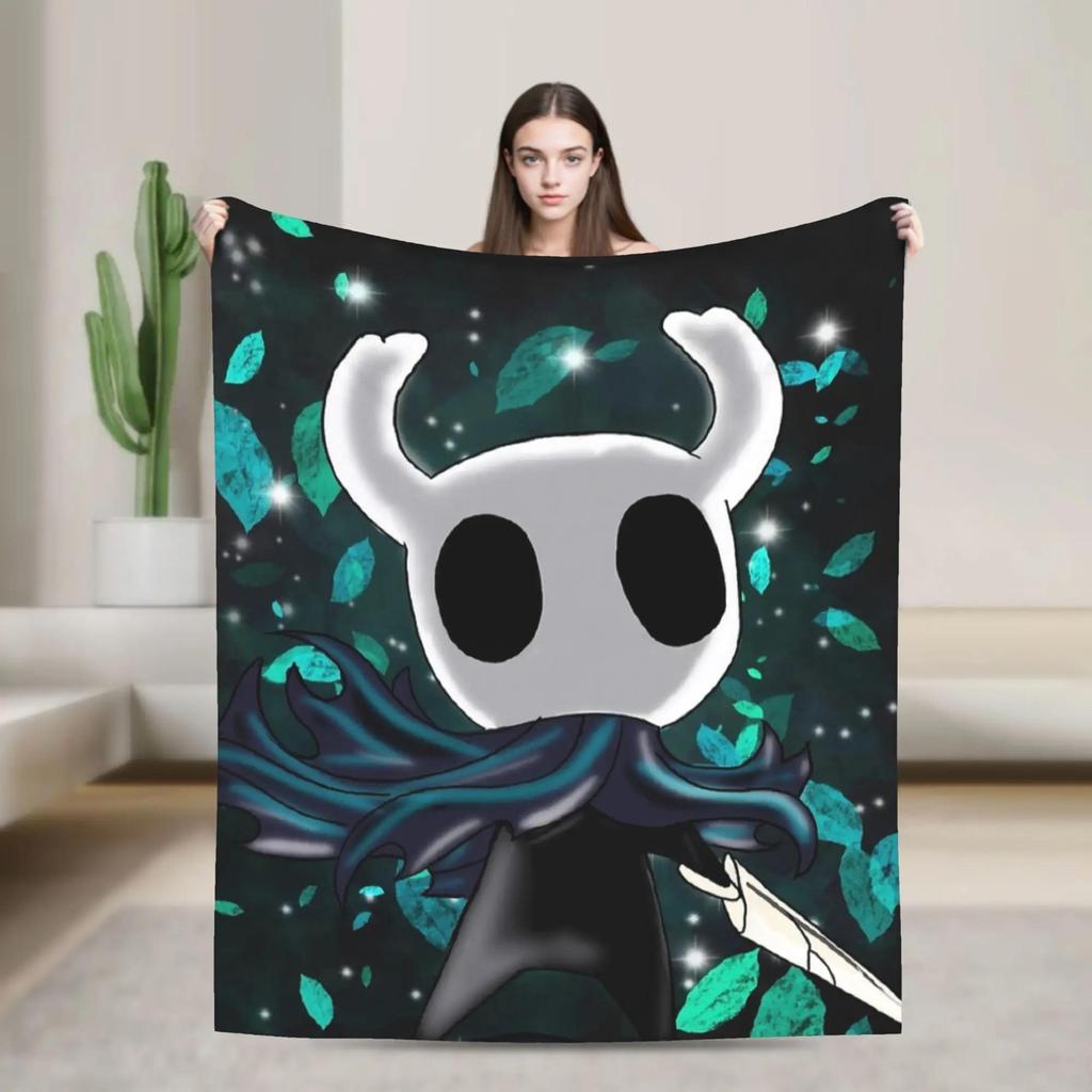 Warm Flannel Throw Blanket for Kids Airplane Hollow Knight Void Masked Wanderer Design Perfect for Travel Bed Couch