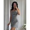 Shining Melody Super Fairy Romantic Silver Hollow Shiny Rhinestone Strapless Dress Sexy Silm Sexy Dress