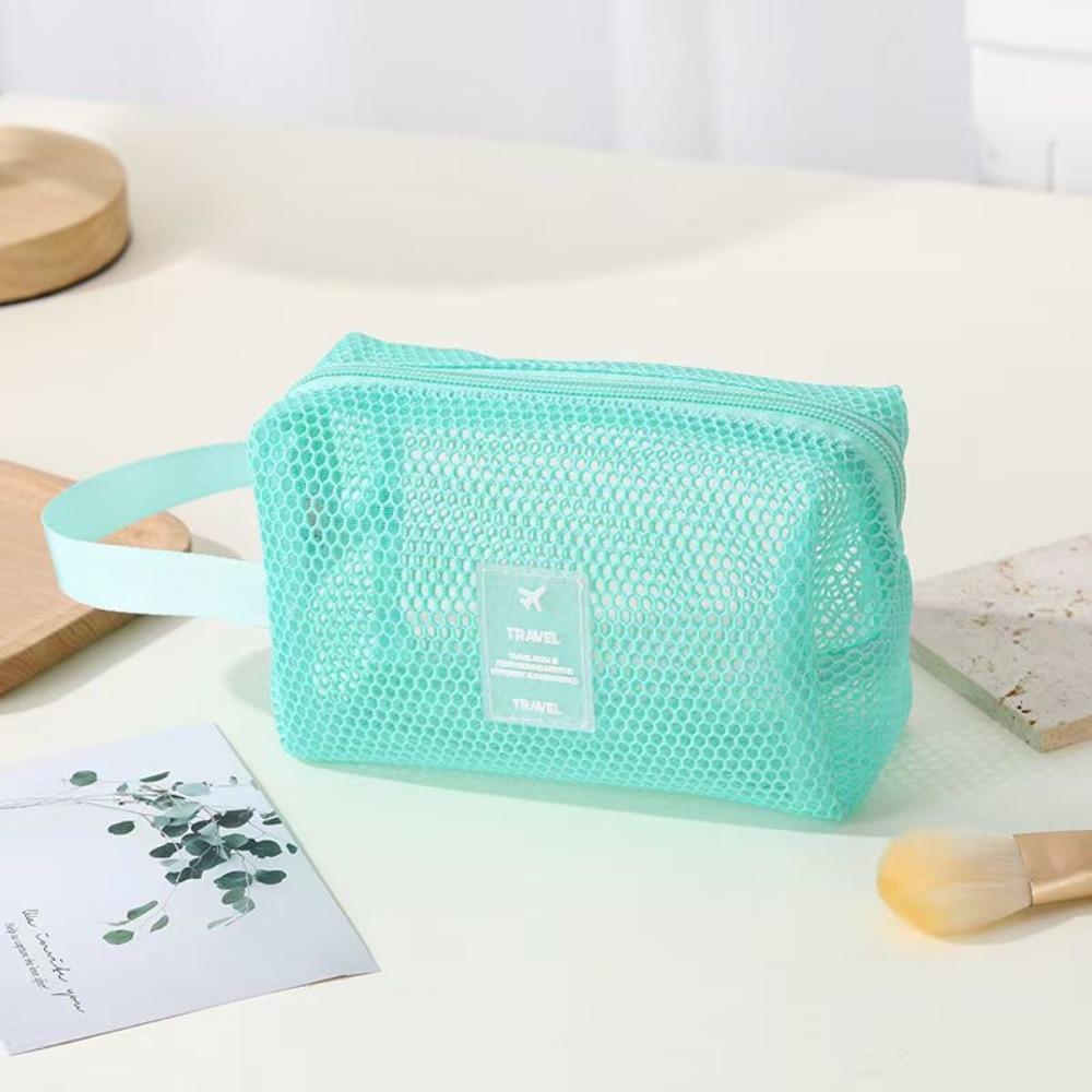 

Dopamine Color Cosmetic Bag Hollowout Make Up Case Lightweight Travel Storage Pouch Toiletry B-Green