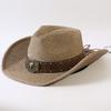 Popular European and American Classic Straw Woven Western Cowboy Hat Men's and Women's Outdoor Fashion OL Wind Woven Top Hat