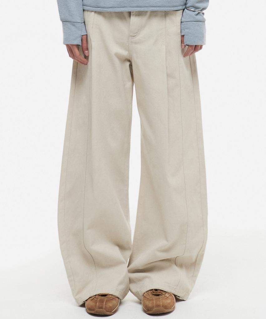 DNSR Pleated Wide Cotton Pants Ivory