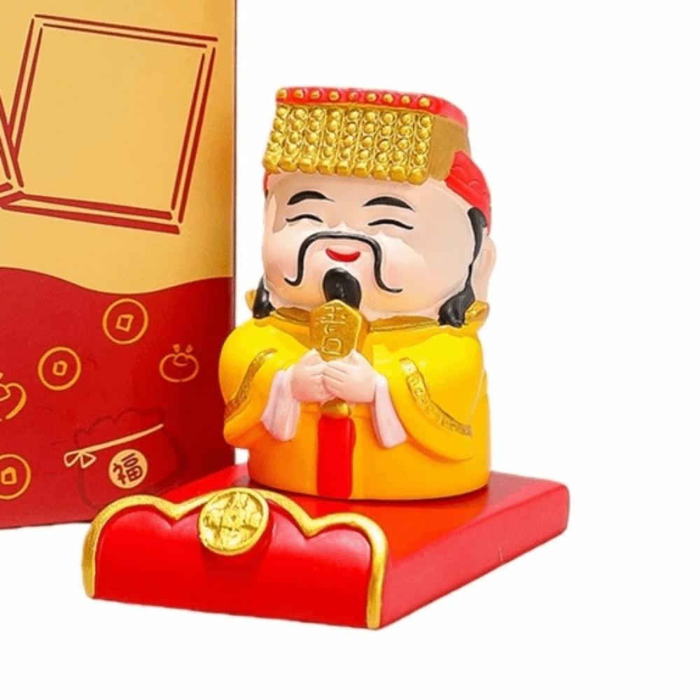 Festival Decorative Statue Chinese Wealth God Ornament Resin Mobile Phone Stand  New Year Gift