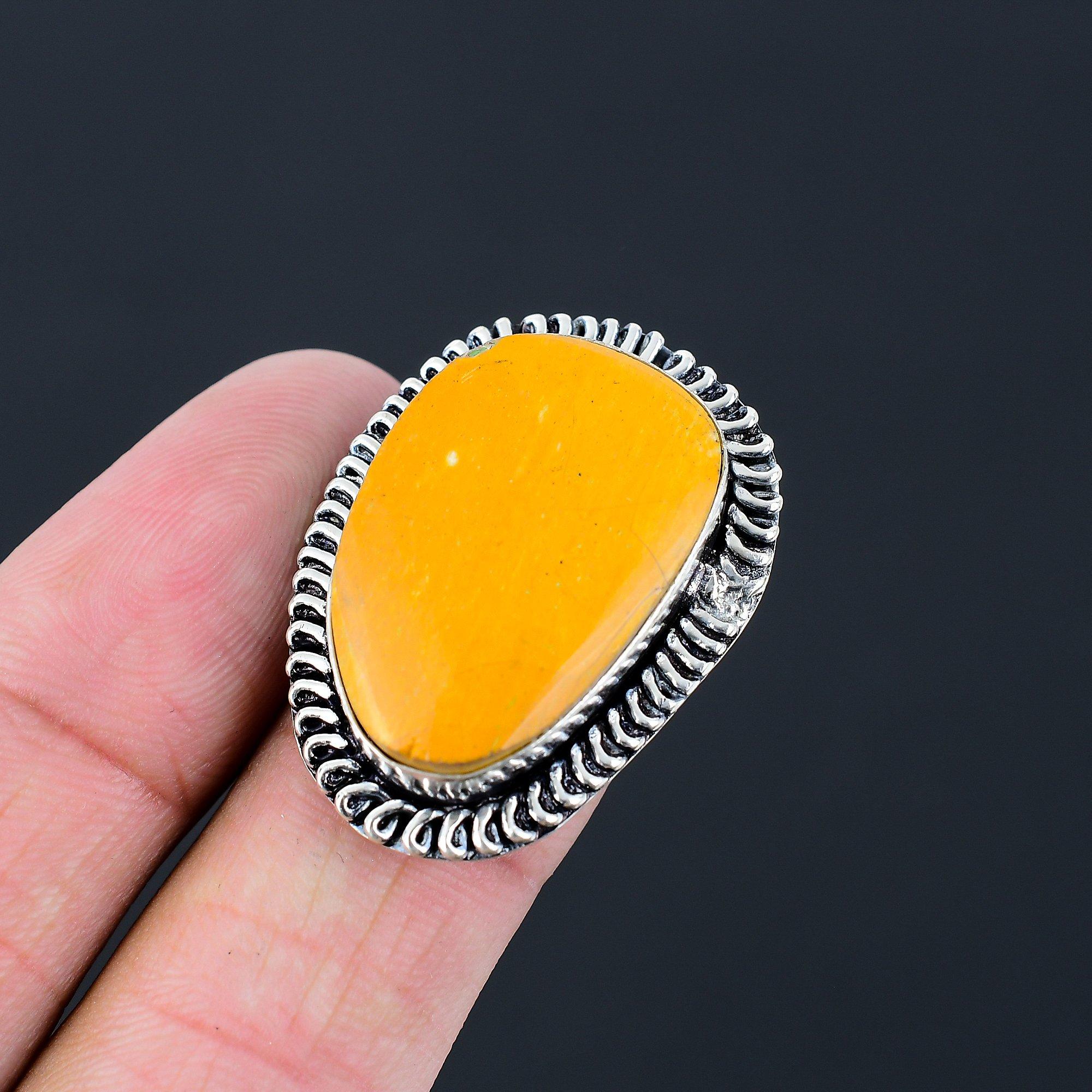 925 Sterling Silver Oval Natural Mookaite Boho Multi Stone Mother Ring Size 6.5 6.5