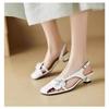 2024 Square Head Leather Flower Sandals Low Top Adult Fashion English Viscose Footwear Fashion Sandals
