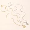 Trendy Rhinestone Star Pendant Necklace Gold Silver Color Non-fading Women Jewelry for Family Gathering Party Wear
