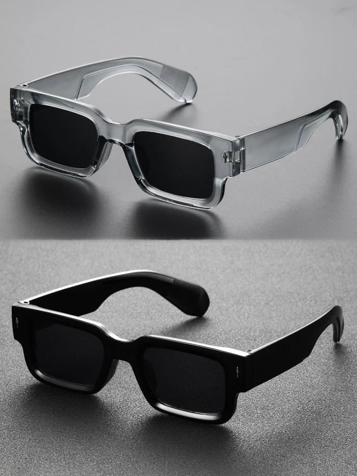 1Pc Unisex Square Plastic Frame Trendy Classic Sunglasses For Outdoor Travel Uv Protection Accessories