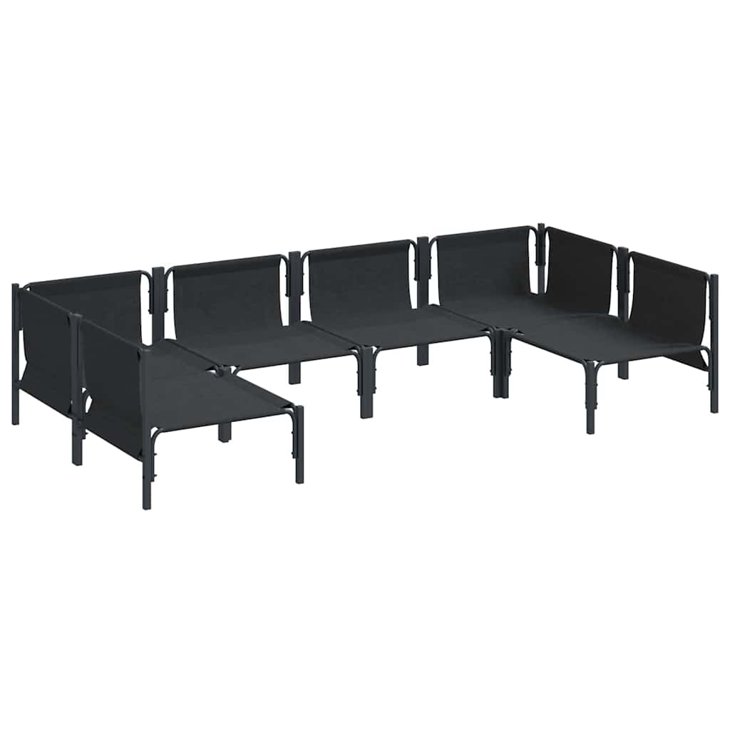 6 Piece Garden Sofa Set with Cushions Black Steel