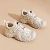 Women's Thick Soled Round Toe Low Top Skateboard Shoes with Mesh Fabric Comfortable and Breathable Low Top Casual Sports Shoes