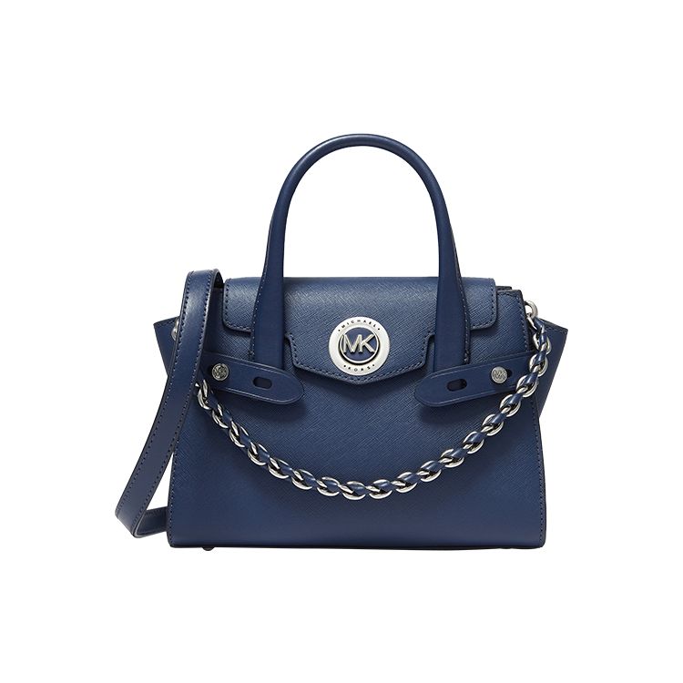 

Michael Kors MK Carmen Letter Logo Flap Leather Shoulder Tote Bag Mini Women Handbags Dark-Denim-Blue 30H0SNMM0L-470 Basic Set (Bag+Dust Bag)