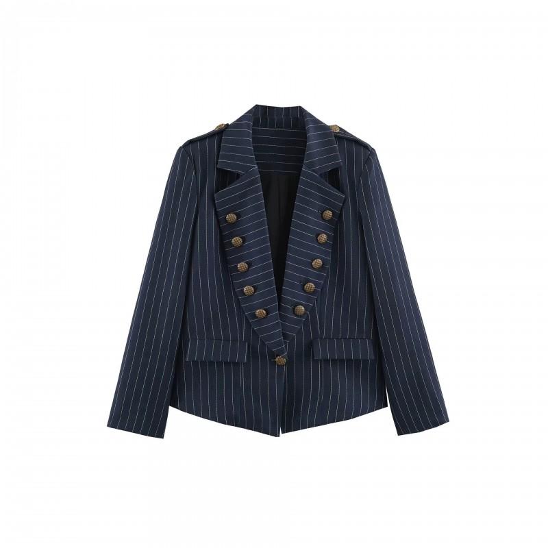 ZA Womens Retro Striped Blazer Long Sleeve Casual Streetwear Outerwear