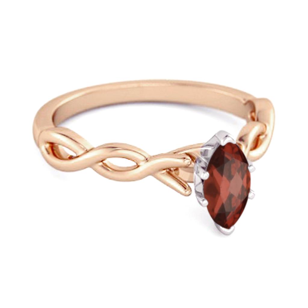 Garnet Marquise Ring - 925 Sterling Silver Rose Gold Vermeil