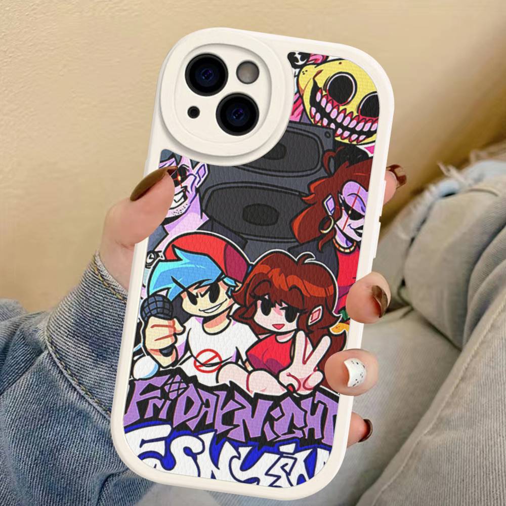 Game F-Friday Night Funkin Phone Case For IPhone 16 15 14 13 Pro Max 11 12 Plus Leather Silicone Cover