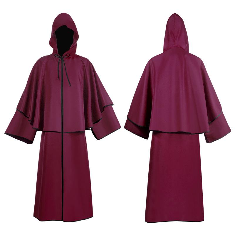 

Средневековый многоцветный плащ с капюшоном для косплея - костюм Мрачного Жнеца/Волшебника Extra Large вино красного