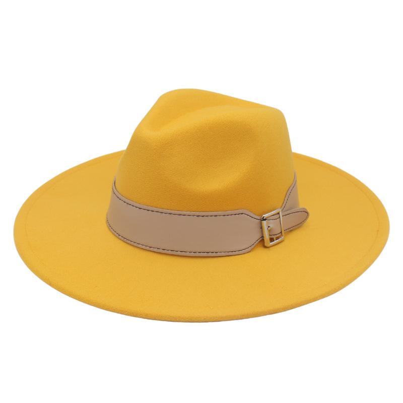 Men'S And Women'S Enlarged Brim, Wide Belt Buckle Top Hat, Jazz Hat, Trendy Hat