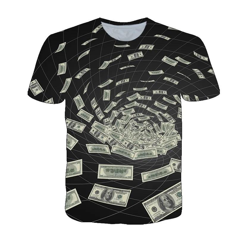 Modisches und lustiges Poker-Muster Herren-T-Shirt mit Aufdruck 3D-gedrucktes Herren-Street-Casual-Lockeres O-Ausschnitt Kurzarm-Oberteil