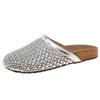 Thick-bottomed Mesh Rhinestone Bag Head Half Slippers Women's 2025 Summer New Outer Wear Lazy One Pedal Beach Cool Slippers