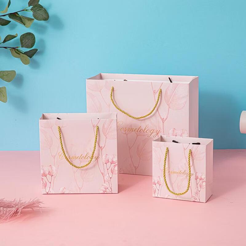 

HANDUNYOU Pink Leaves Gift Paper Bags