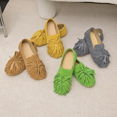 Chaussures Plates pour Femmes Cuir Véritable Gland Mocassins pour Femmes Grande Taille Ballerines Mary Jane pour Femmes