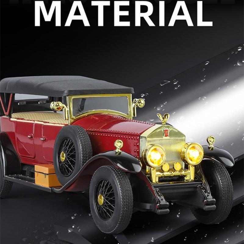 Simulation 1/24 Rolls-Royce Phantom Vintage Car Alloy Car Model Collection Ornaments Sound Light Pull Back Boy Gift Sound Light Miniature