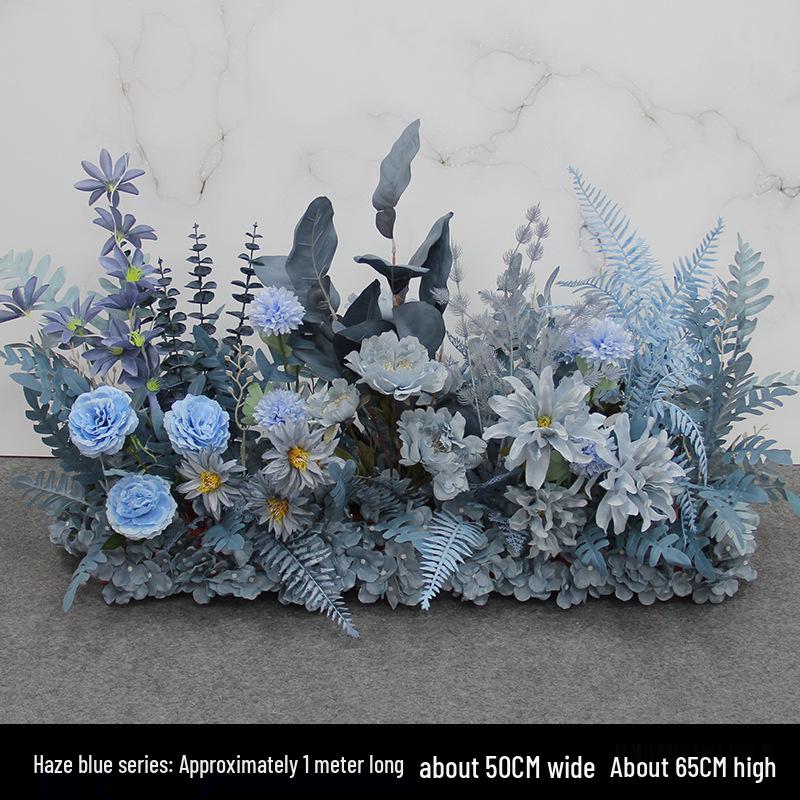 Blue Artificial Flower Row for Wedding Aisles and T-stage Decorations