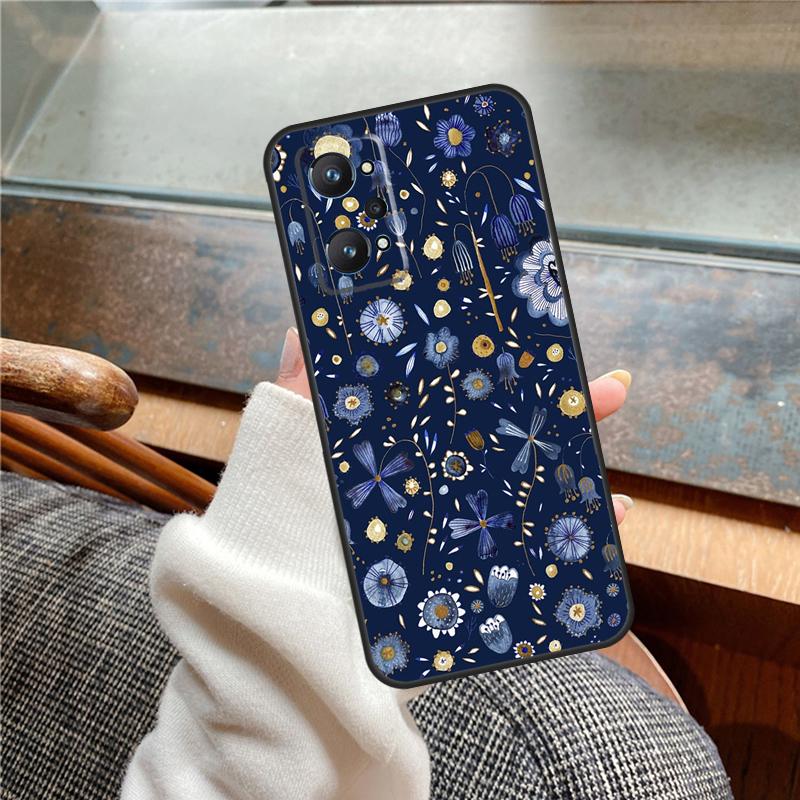 Midnight Floral Case For Realme 11 12 13 14 Pro Plus C53 C55 C51 C25 C63 C61 C65 C67 C71 C75 GT6 GT7 15 Pro
