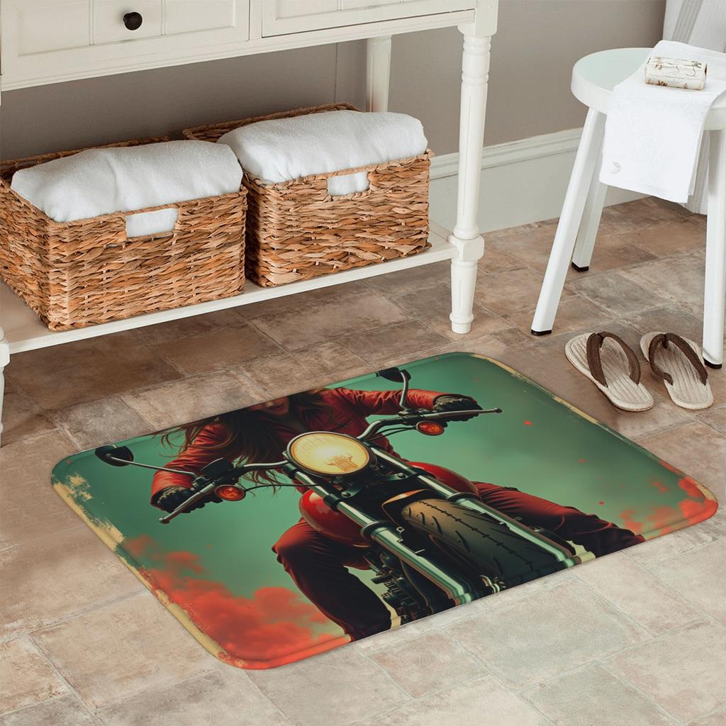 1PC Motorbike Kitchen Rug Non-Slip Door Mats Pop design Bathroom Rug Bath Mat Carpet for Home Sink Laundry Decor
