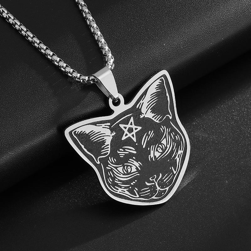 Exquisite Stainless Steel Personalized Celtic Wolf Head Pendant Necklace Men's Simple Jewelry Accessories