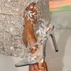 Summer Fashion Crystal Leaf Designer Sandal Women 11.5CM Stiletto Party Prom Shoes Sexy Pointed Toe Gold Silver High Heels