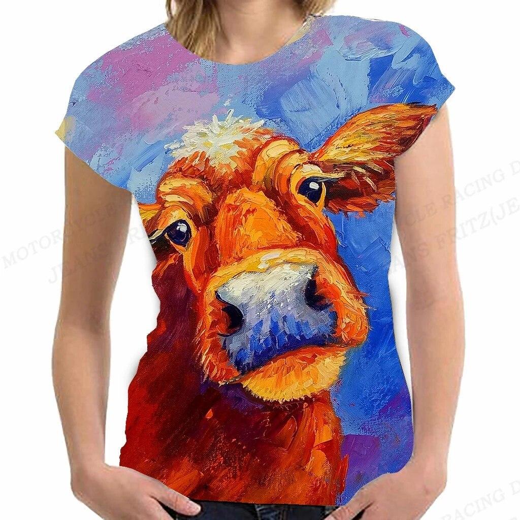 

Футболка с 3d принтом «Корова», женская модная футболка с животными, топы, футболки, винтажная одежда Y2k, женские футболки, летние топы для девочек XL