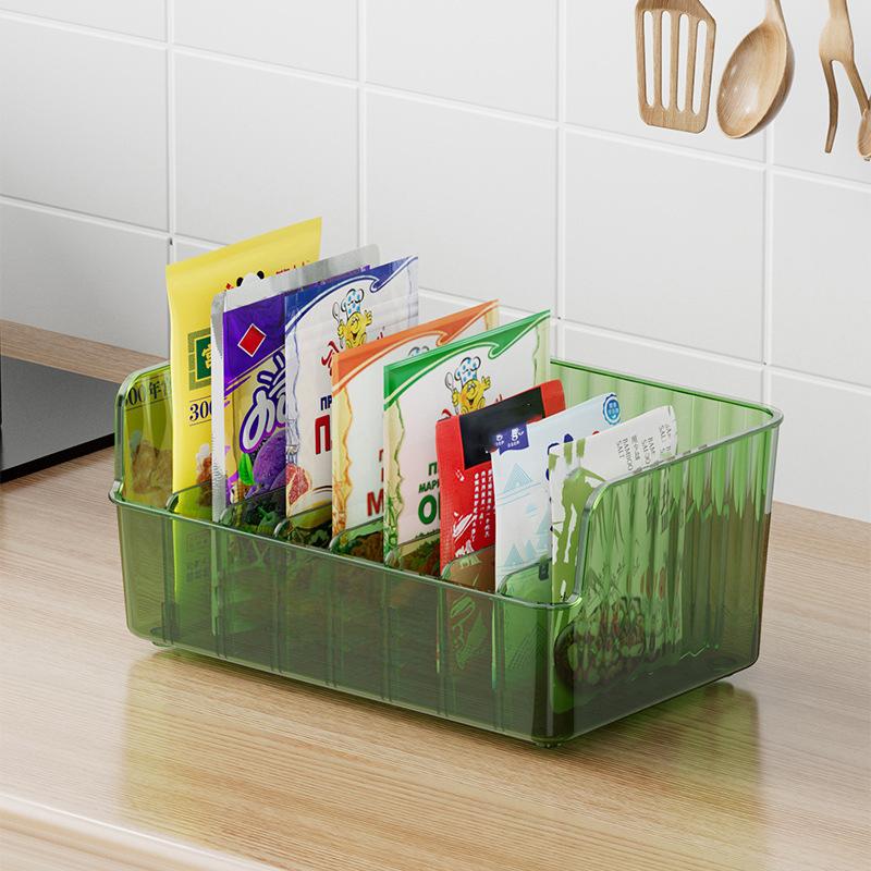 

Large Capacity Spice Rack Transparent Divided Cosmetic Food Storage Box Countertop Spice Shelf Kitchen Pantry Cabinet Organizer зелёный