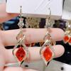 1 Pair Hanging Earrings Geometric Shiny Faux Crystal Rhombus Shape Drop Earrings Wedding Jewelry
