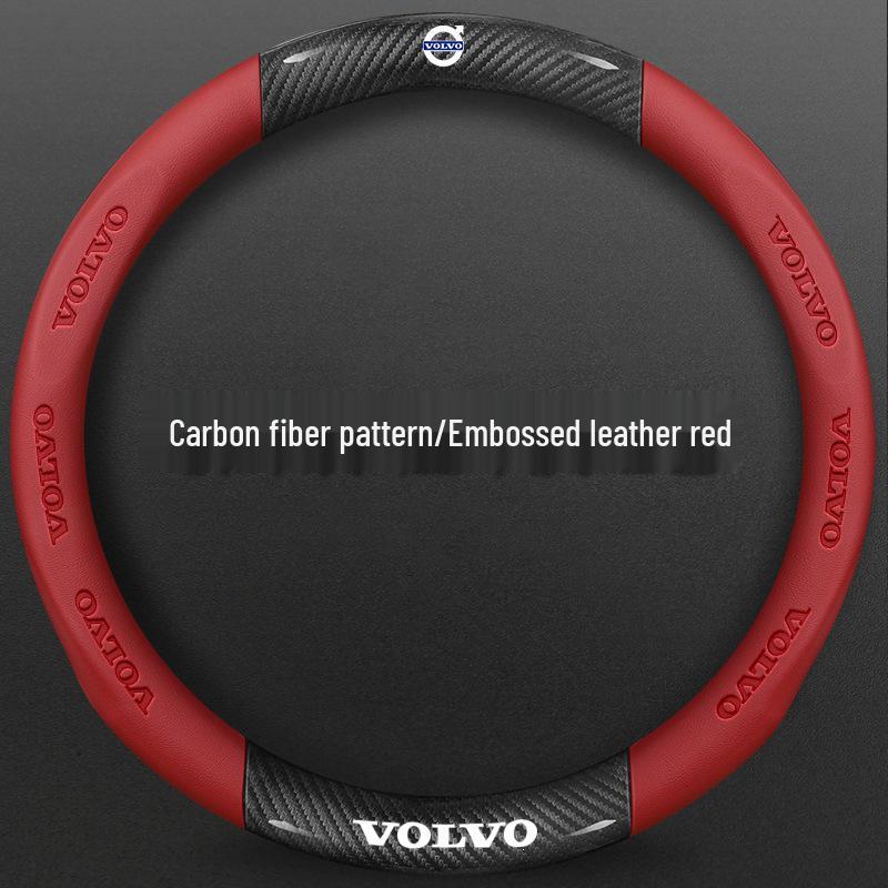 Volvo XC60/S90/S60 Steering Wheel Cover - No-Sew Suede Carbon Fiber; Fits XC40/XC90 Models.