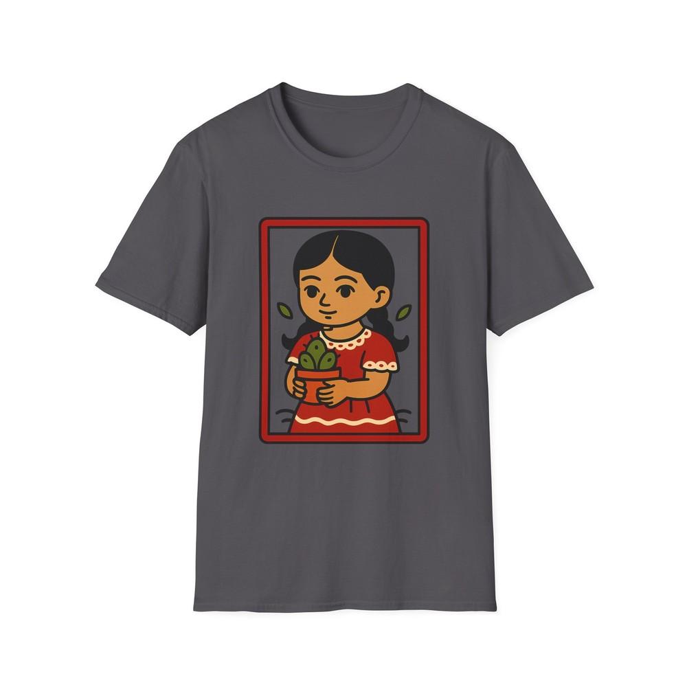 

Unisex Softstyle Mexican Girl with Cactus - Whimsical, Cute, Nature M