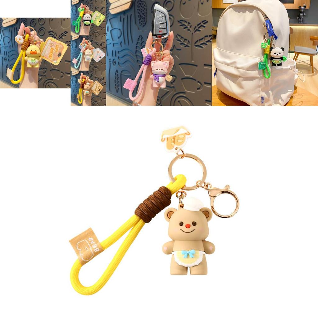 Cute Car Keychain Soft Bread House Series Creative Cartoon Silicone Key Accessory