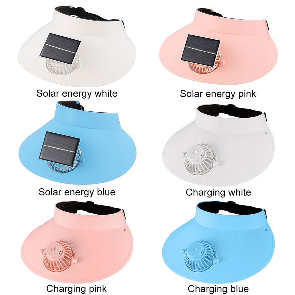 Sun Visor Hat with Fan Summer Sun Hats Empty Top Cap Breathable Cooling Fan Hat Beach Cap for Sun Protection and Outdoor