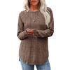 Autumn Women's Loose Fit Round Neck High Low Hem Long Sleeve Sweater Stylish Casual Top For Women Fashionable Fall Apparel