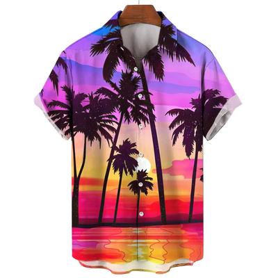 Pánská letní havajská košile s krátkým rukávem, košile s potiskem na plážovou dovolenou, top, 100% polyester