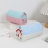 Girl Heart Shaped Pencil Case With Embroidery Large Capacity Organizer For School And Home