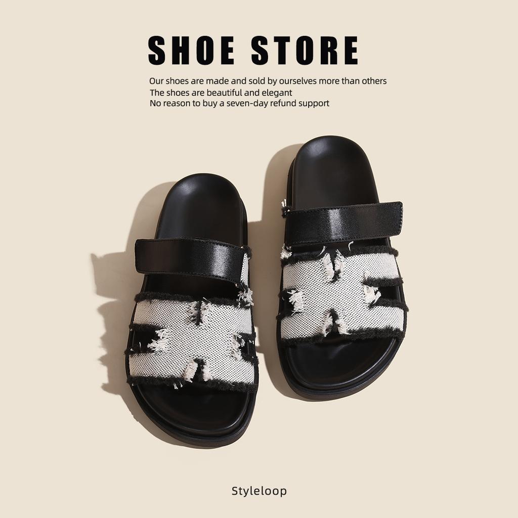 Second uncle slippers women's summer wear 2025 new Velcro platform fashionable sandals Internet celebrity beach cool slippers women