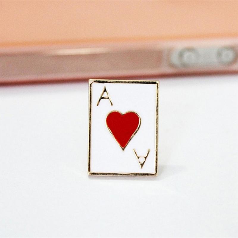4PCS Cuteness Brooch Poker Card Theme Lovely Pin Stylish Party Badge Alloy Texture for Party Dress Up and Present Giving