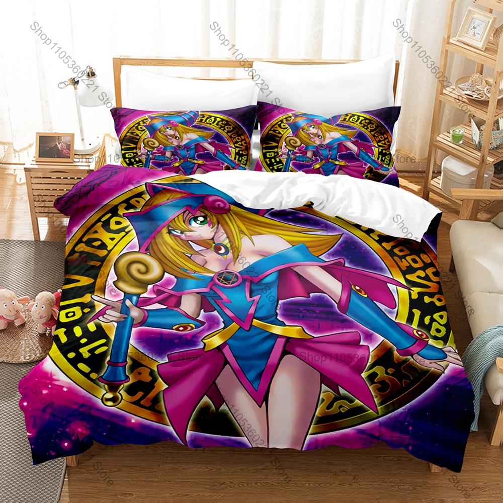 Yu Gi Oh Bedding Set 3Pcs 3D Printed Kpop Duvet Cover & Pillowcases Soft Microfiber Bed Set for Fans Bedroom Decor