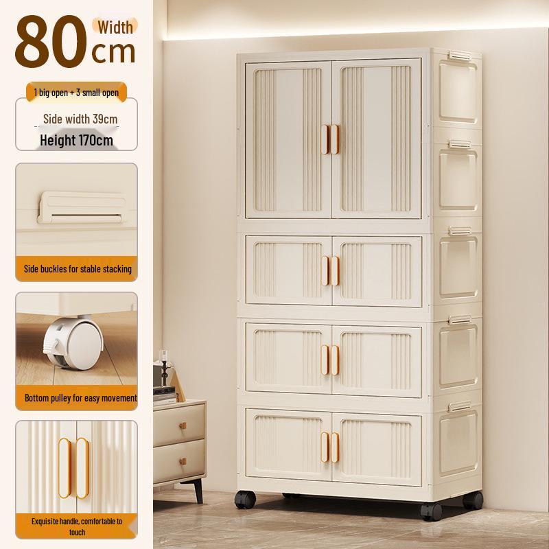 Children's Wardrobe & Storage Cabinet for Clothes, Snacks & Toys - No-Install Foldable Plastic Box