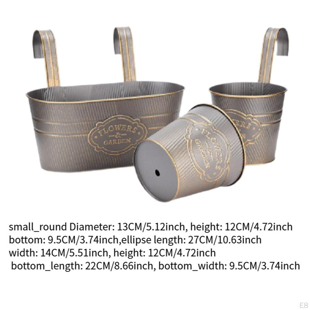 3 Pieces Hanging Flower Pots Plant Garden Decor Home Decoration Fence Planters Wall