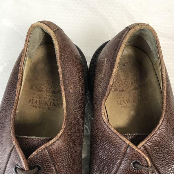 Italy Vintage Hawkins Mackay U-Tip Pebbled Leather Shoes 41 26-26.5cm Brown(USED)